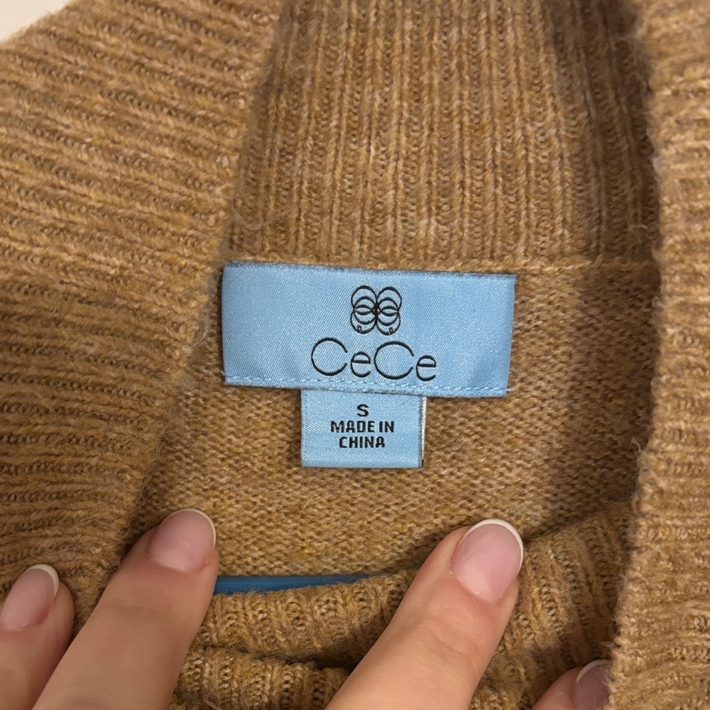 CeCe Brown Floral Turtleneck Sweater - Picture 2 of 7